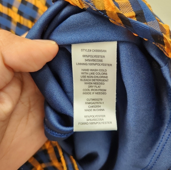 Eva Franco Anthropologie Plaid Button Down Blouse Womens 14 Orange Blue - Picture 8 of 13